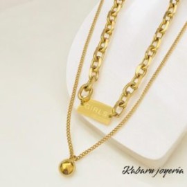 Collar dorado 2 lienzos  acero inoxidable GIRLS
