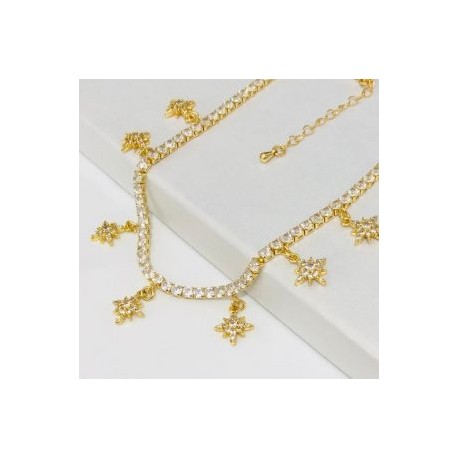 Gargantilla colgante estrellas CH 18k