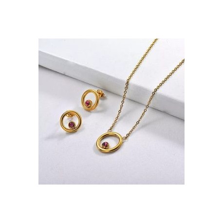 Conjunto acero inoxidable circulo zirconia lila