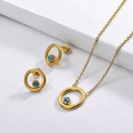 Conjunto acero inoxidable circulo zirconia verde