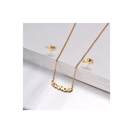 Conjunto dorado acero inoxidable barra15 años