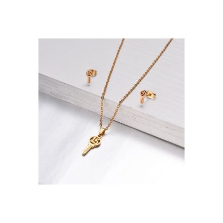 Conjunto dorado acero inoxidable llave 15 años