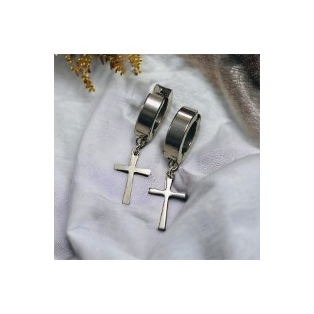 Hugies color plata acero inoxidable cruz