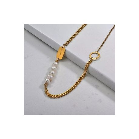 Collar dorado acero inoxidable perlas mama