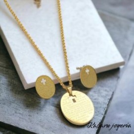 Conjunto dorado acero inoxidable padre nuestro