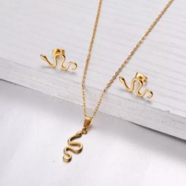 Conjunto dorado acero inoxidable serpientes