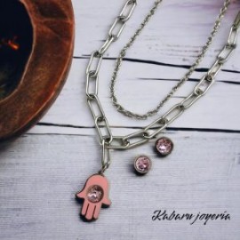 Conjunto acero inoxidable color plata mano Fátima