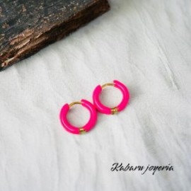 Aretes circulares acero inoxidable rosa