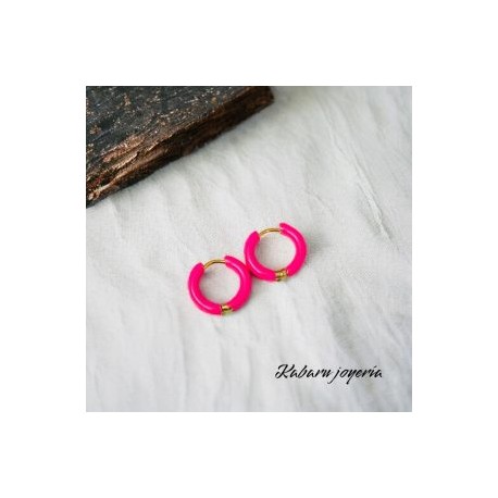 Aretes circulares acero inoxidable rosa