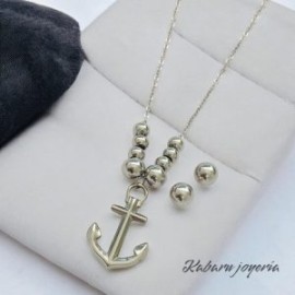 Conjunto mujer acero inoxidable color plata ancla