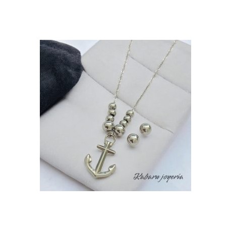 Conjunto mujer acero inoxidable color plata ancla