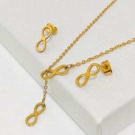 Conjunto mujer acero inoxidable dorado infinito