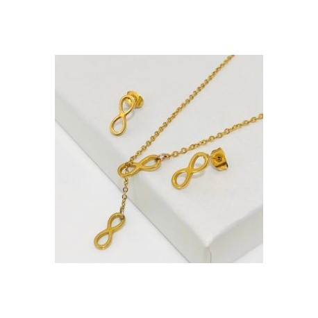 Conjunto mujer acero inoxidable dorado infinito