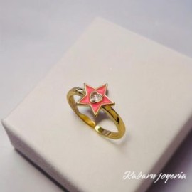 Anillo ajustable chapa de oro 18k estrella rosa