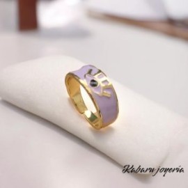 Anillo ajustable chapa de oro 18k ojo turco morado