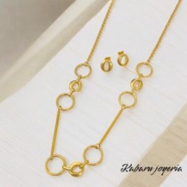 Collar con aretes largo acero inoxidable aros