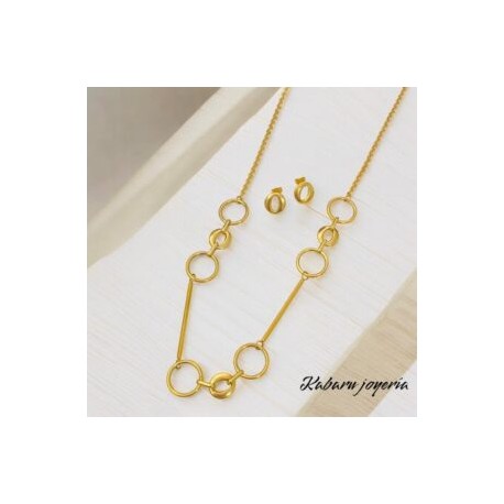 Collar con aretes largo acero inoxidable aros