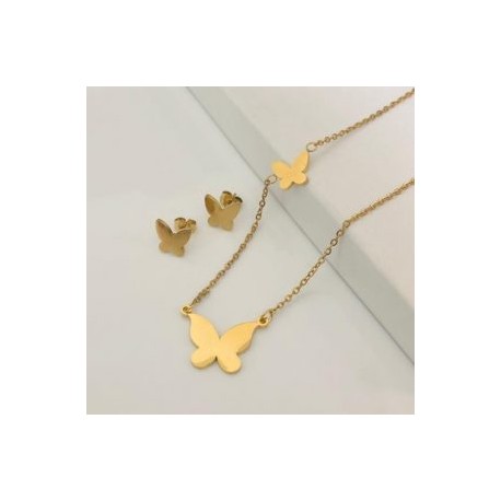 Conjunto mujer acero inoxidable mariposa