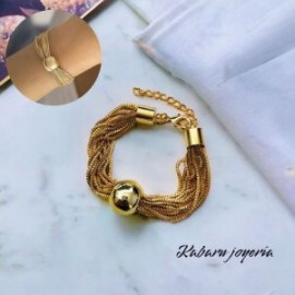 Pulsera dorada acero inoxidable de bola