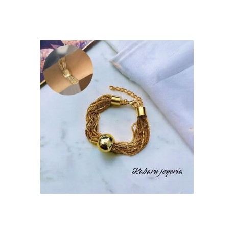 Pulsera dorada acero inoxidable de bola