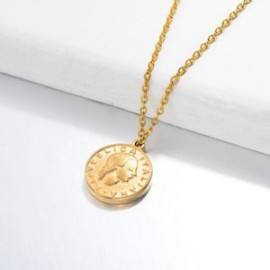 Collar colgante medalla moneda Acero inoxidable 316L