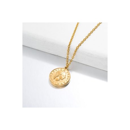 Collar colgante medalla moneda Acero inoxidable 316L