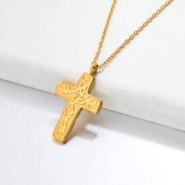 Collar dorado cruz Acero inoxidable 316L