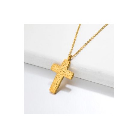 Collar dorado cruz Acero inoxidable 316L