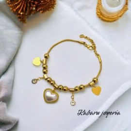 Pulsera dorada acero inoxidable corazon