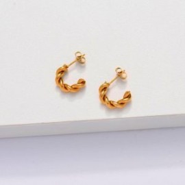 Aretes de brazalete trenzado 15 mm Acero inoxidable 316L