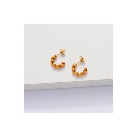 Aretes de brazalete trenzado 15 mm Acero inoxidable 316L