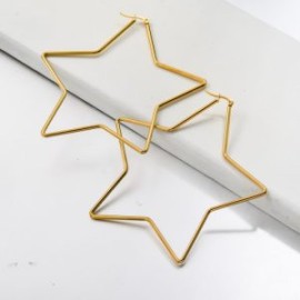 Arracadas doradas estrella 90 mm Acero inoxidable 316L