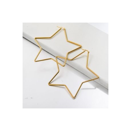 Arracadas doradas estrella 90 mm Acero inoxidable 316L
