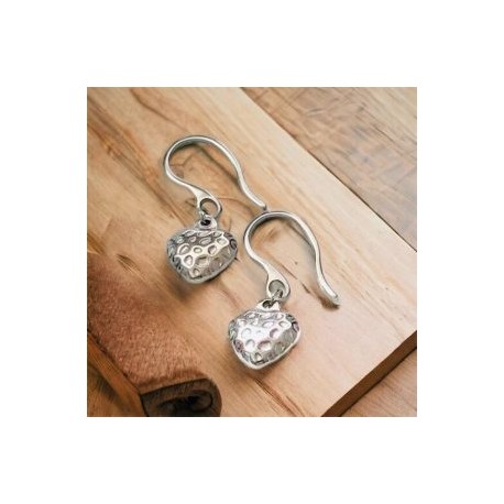 Aretes color plata corazon acero inoxidable 316L