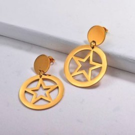 Aretes dorados estrellas Acero inoxidable 316L