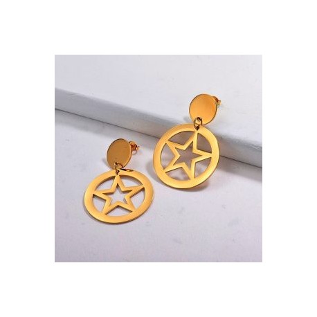 Aretes dorados estrellas Acero inoxidable 316L
