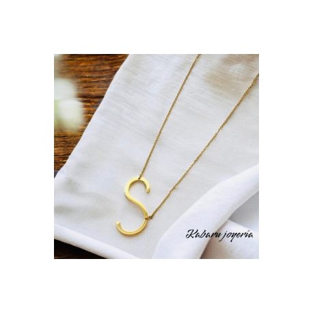 Collar acero inoxidable letra grande S