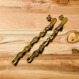 Pendientes dorados diseño de cadenas Acero inoxidable 316L