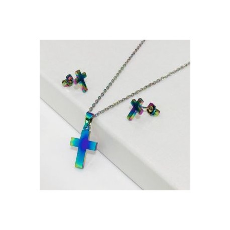 Conjunto metálico Acero inoxidable diseño cruz