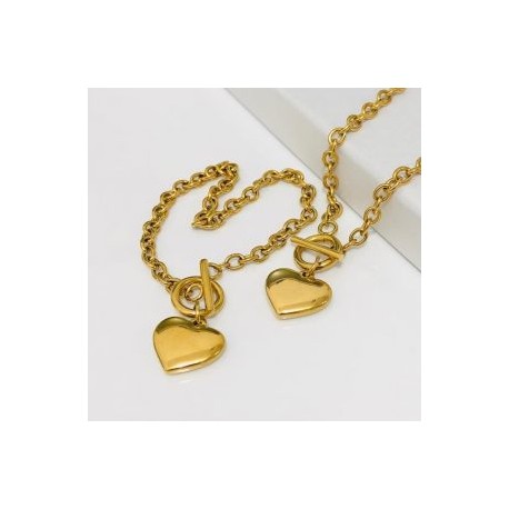 Collar y pulsera corazón acero inoxidable 316L