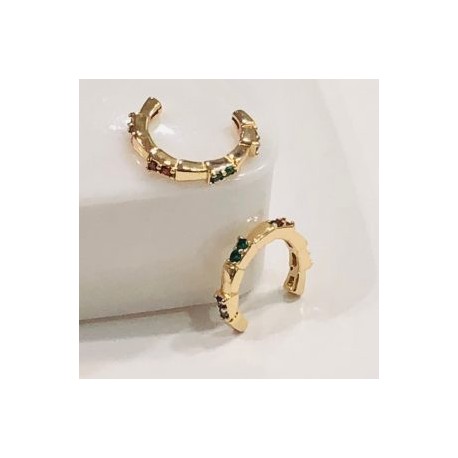 Aretes puño piedra colores chapa de oro 18k