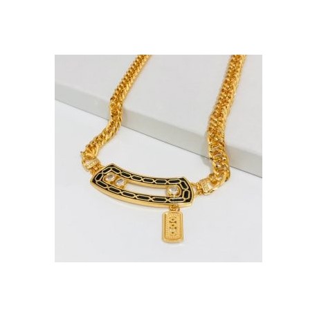 Collar barra negra chapa de oro 18k