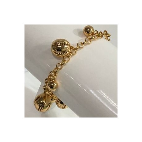 Pulsera bolas chapa de oro 18k