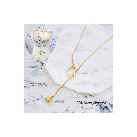Collar dorado acero inoxidable perla