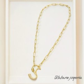 Collar moda letra S chapa de oro 18k