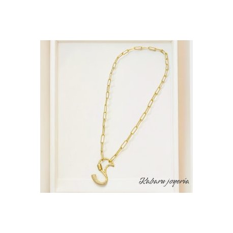 Collar moda letra S chapa de oro 18k