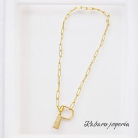 Collar moda letra P chapa de oro 18k