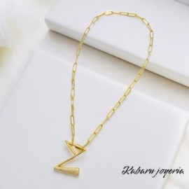 Collar moda letra Z chapa de oro 18k