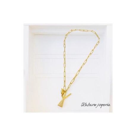 Collar moda letra Y chapa de oro 18k