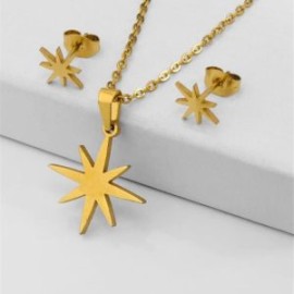 Conjunto dorado acero inoxidable moda estrellas